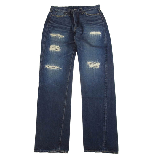 THE FLAT HEAD ザフラットヘッド 3009ZR REMAKE TAPERED STRAIGHT Z リメイク 加工 テーパード ストレッチ デニム パンツ インディゴブルー系 W32L34【新古品】【未使用】【中古】