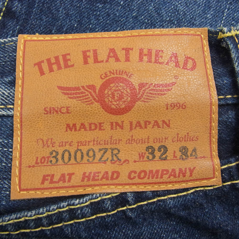 THE FLAT HEAD ザフラットヘッド 3009ZR REMAKE TAPERED STRAIGHT Z リメイク 加工 テーパード ストレッチ デニム パンツ インディゴブルー系 W32L34【新古品】【未使用】【中古】