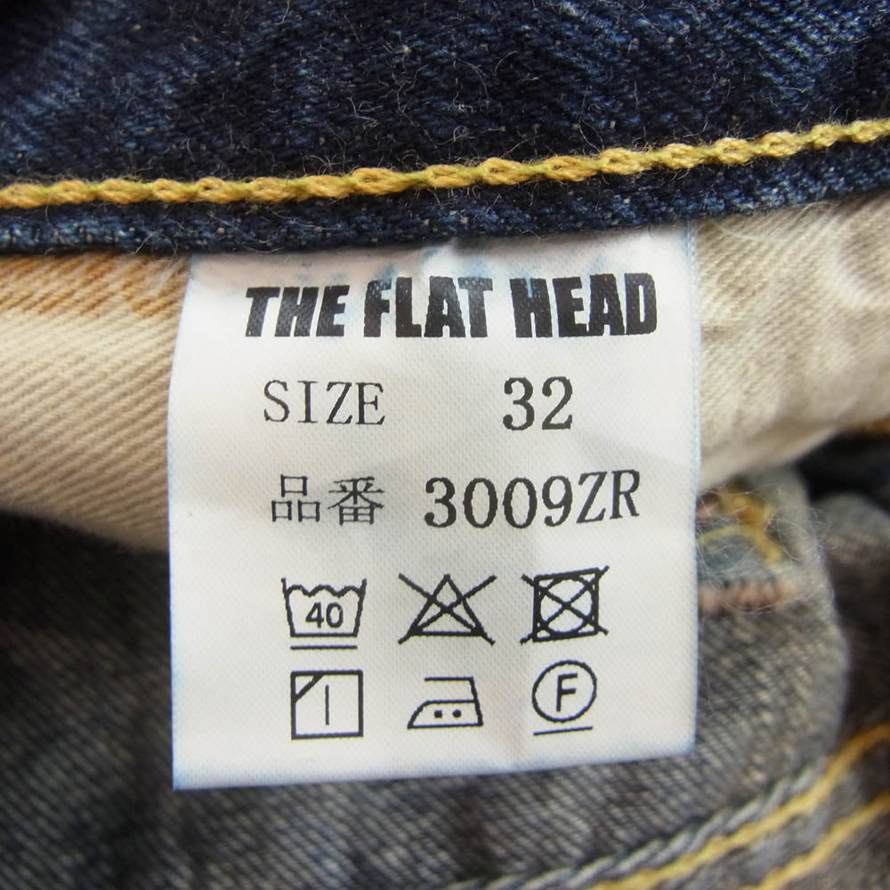 THE FLAT HEAD ザフラットヘッド 3009ZR REMAKE TAPERED STRAIGHT Z リメイク 加工 テーパード ストレッチ デニム パンツ インディゴブルー系 W32L34【新古品】【未使用】【中古】