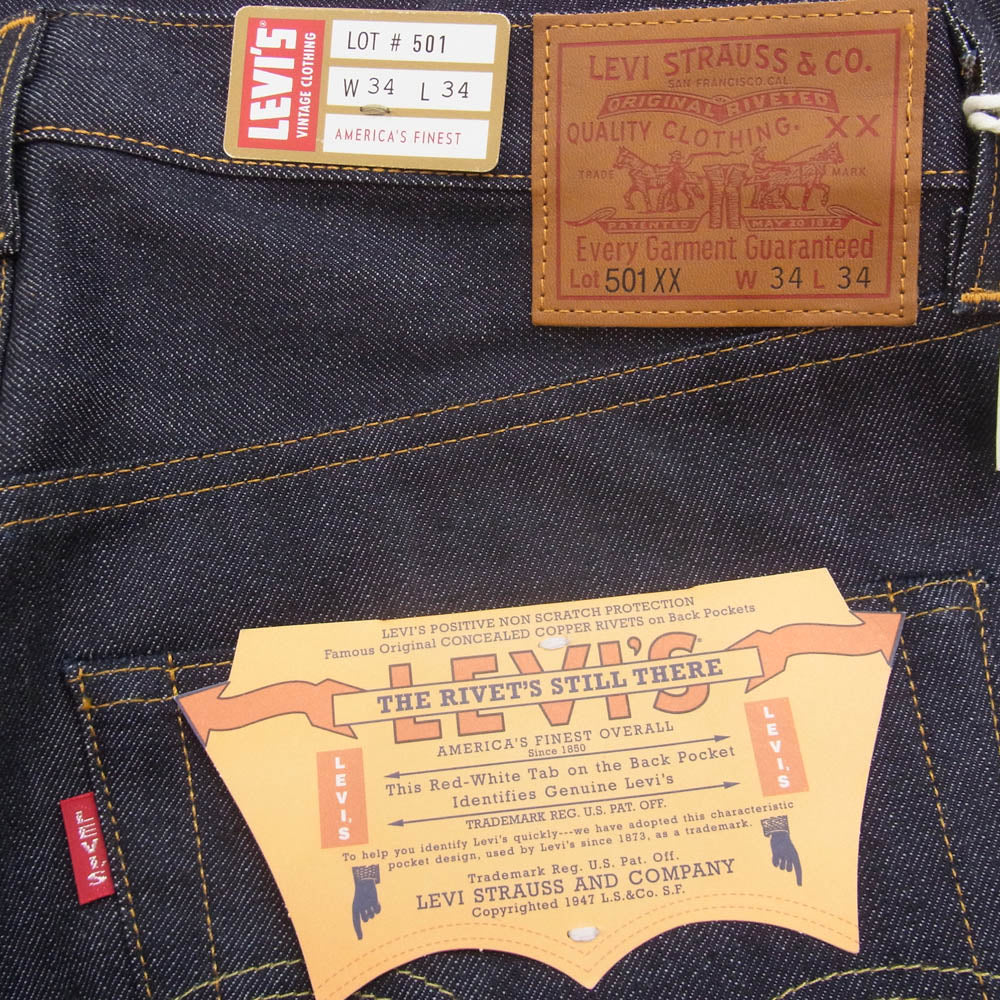 Levi's リーバイス 47501-0224 VINTAGE CLOTHING ヴィンテージ クロージング LVC 501XX 1947モデル デニム パンツ ジーンズ インディゴブルー系 W34L34【新古品】【未使用】【中古】