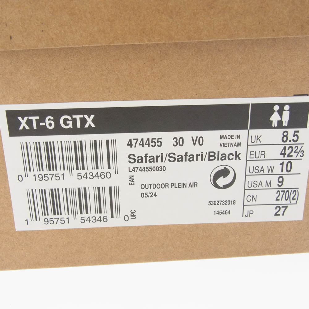 salomon サロモン 474455 XT-6 GTX Safari ゴアテックスローカット スニーカー ベージュ系 27cm【新古品】【未使用】【中古】