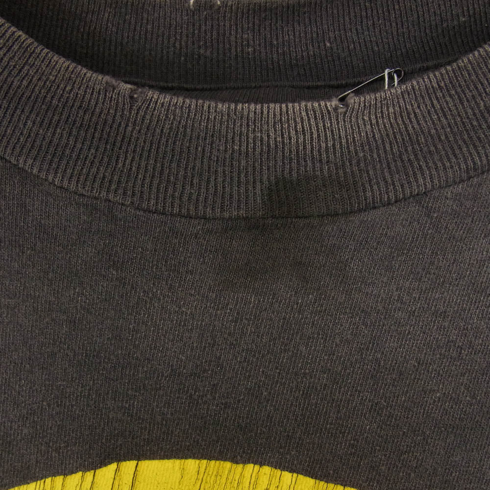 SAINT MICHAEL セントマイケル 24AW SM-YS1-0000-C01 × Cactus Plant Flea Market CP_SS TEE カクタスプラント フリーマーケット ダメージ加工 スマイル 半袖 Tシャツ グレー系 M【新古品】【未使用】【中古】
