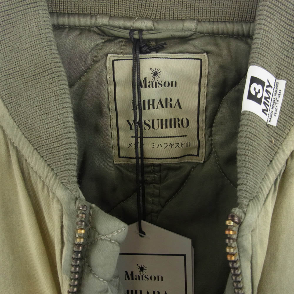 Maison MIHARA YASUHIRO メゾンミハラヤスヒロ 24AW J13BL151-0 Distressed Flight Jacket MA-1 TYPE ヴィンテージ加工 ディストレスト フライト ジャケット ブルゾン カーキ系 46【新古品】【未使用】【中古】