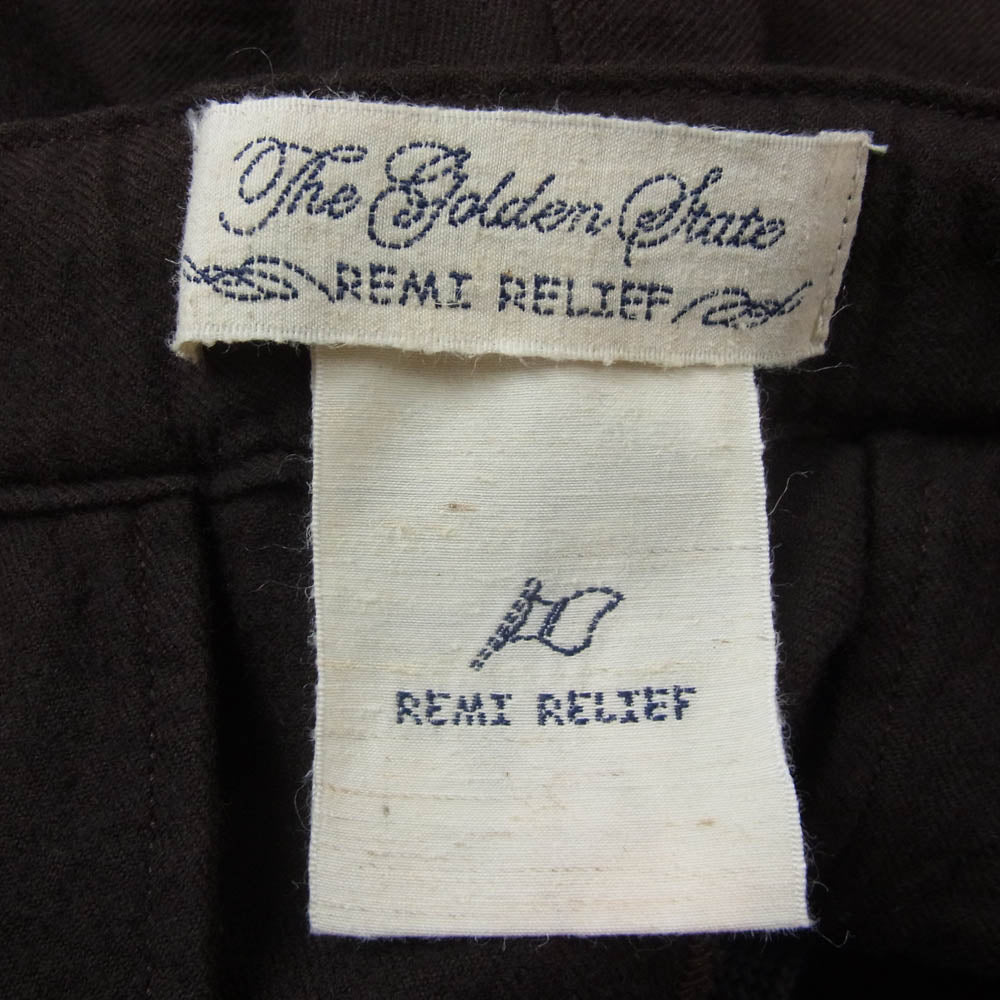 REMI RELIEF レミレリーフ コットン ウール イージー スラックス パンツ ブラウン系 S【中古】