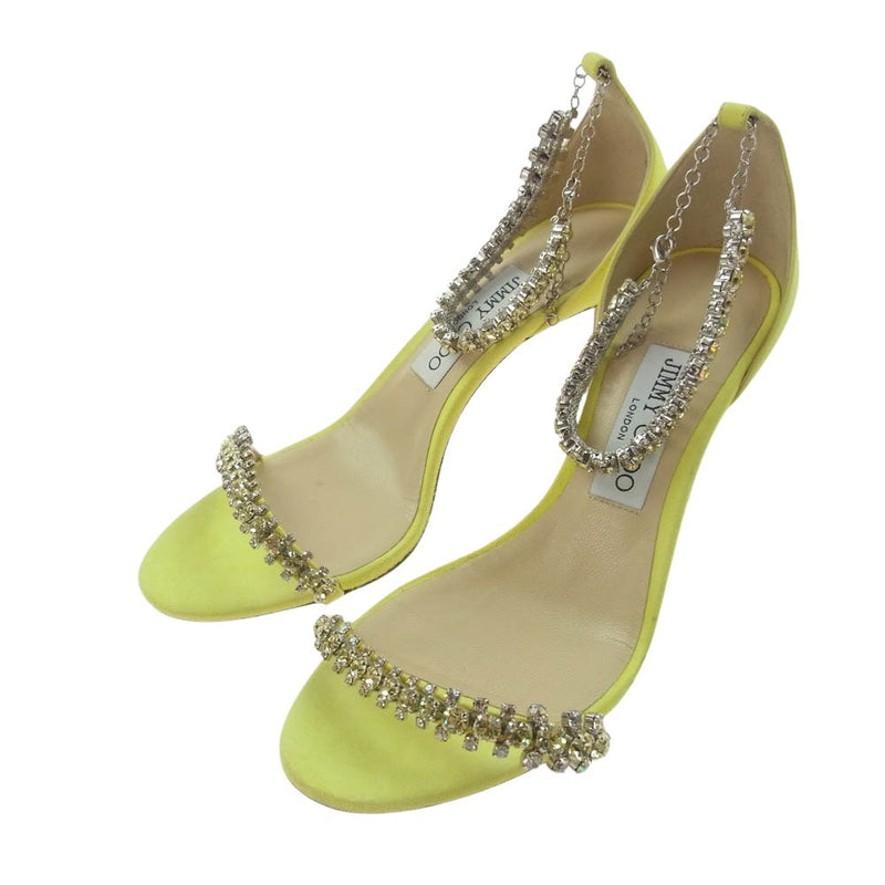 JIMMY CHOO ジミーチュウ ストーン 付 パンプス イエロー系 37【中古】
