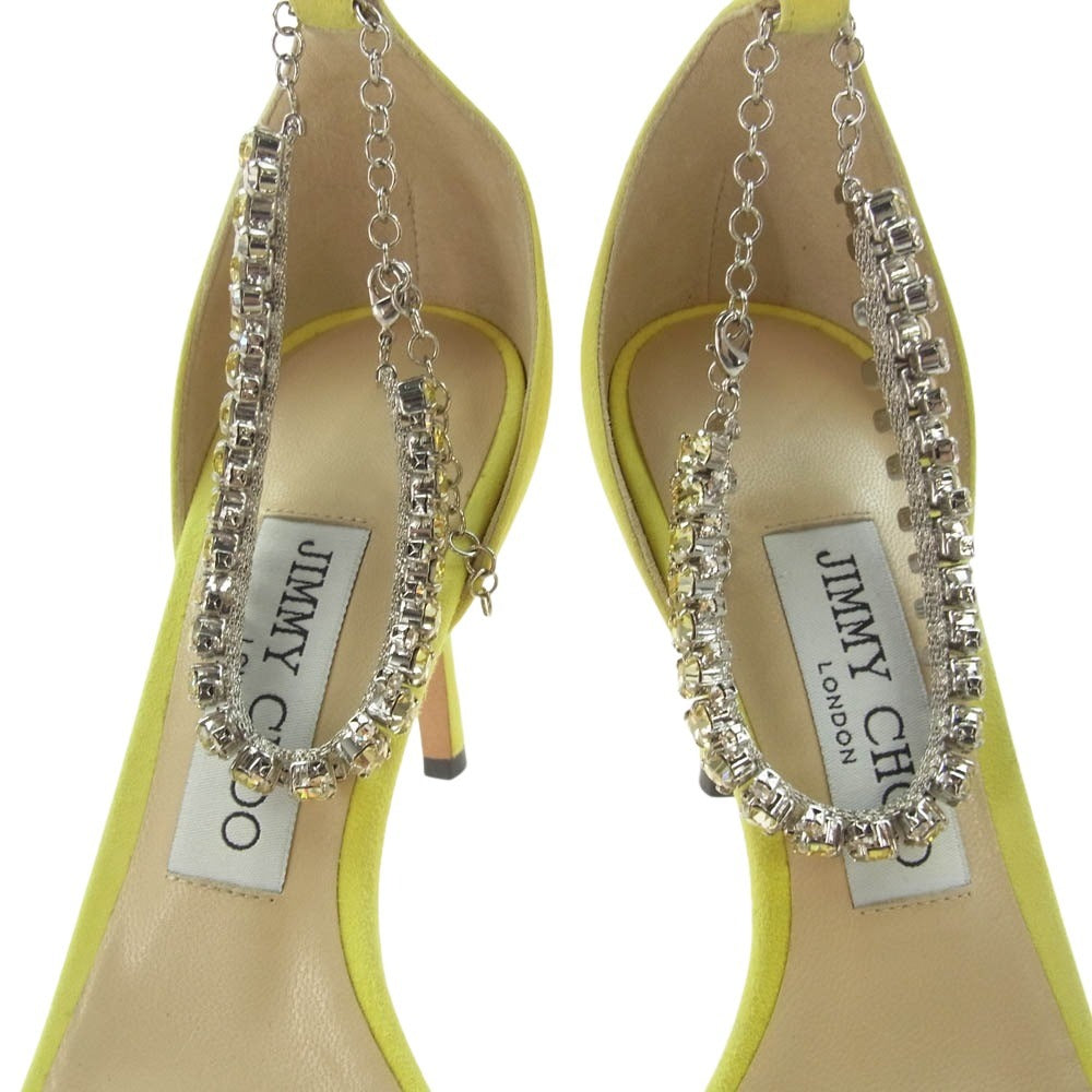 JIMMY CHOO ジミーチュウ ストーン 付 パンプス イエロー系 37【中古】
