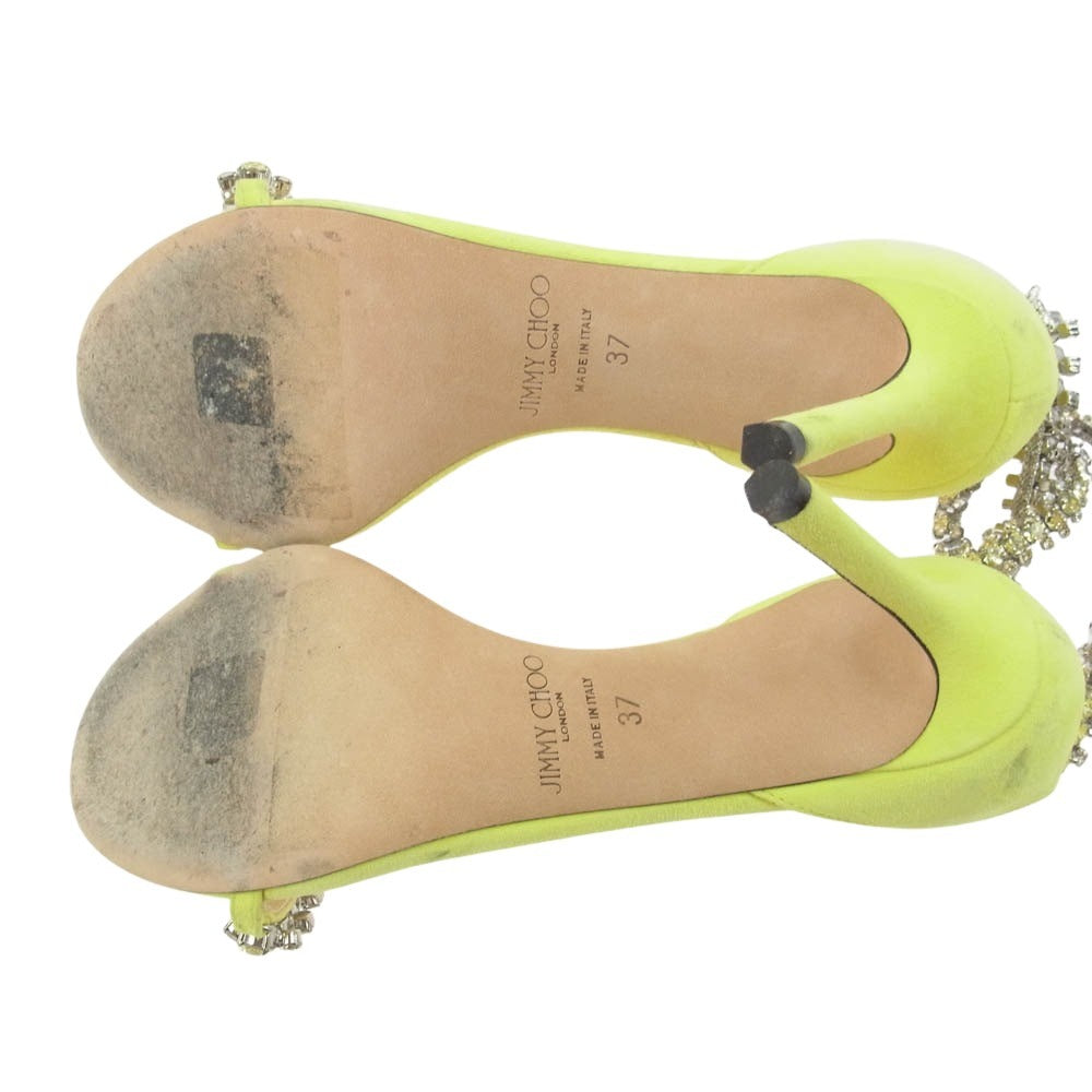 JIMMY CHOO ジミーチュウ ストーン 付 パンプス イエロー系 37【中古】