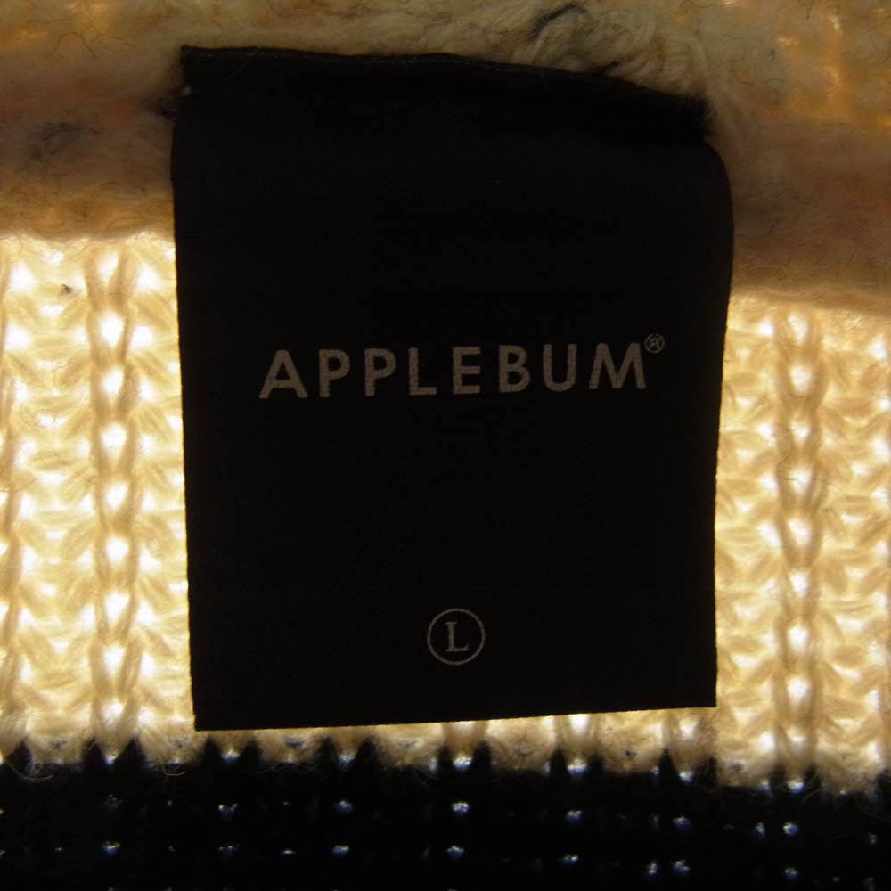 アップルバム フーデッド ボーダー ニット セーター オフホワイト系 ネイビー系 L【中古】