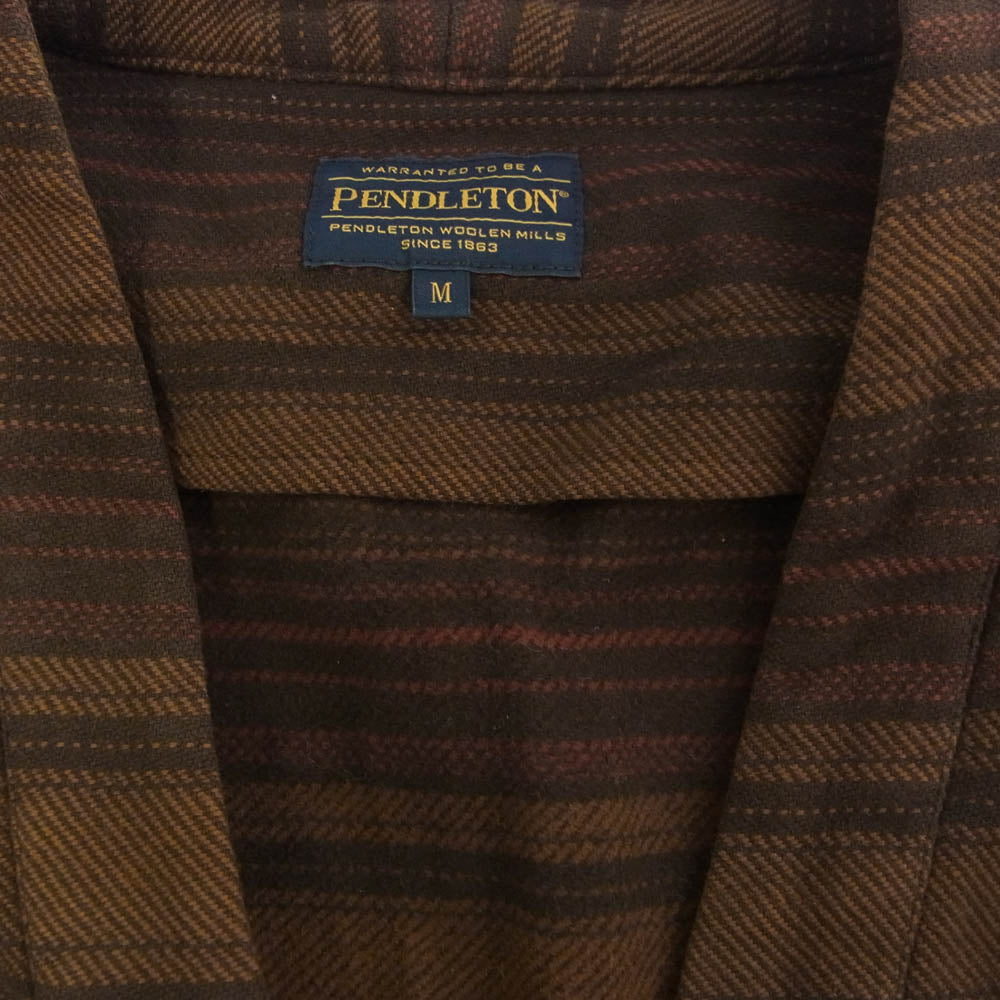 PENDLETON ペンドルトン コットン ボーダー カーディガン ブラウン系 M【中古】