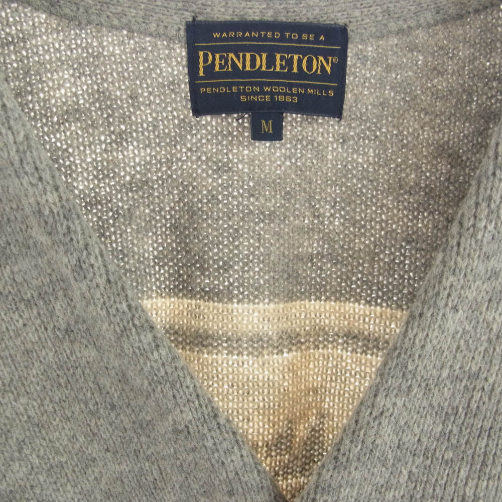 PENDLETON ペンドルトン ネイティブ柄 ウール ニット カーディガン ガウン グレー マルチカラー系 M【中古】