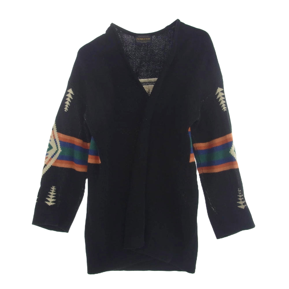 PENDLETON ペンドルトン ネイティブ柄 コットン カーディガン ガウン ブラック マルチカラー系 M【中古】