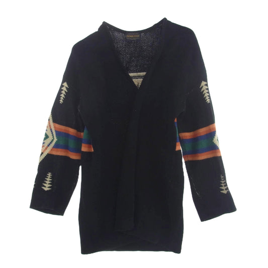PENDLETON ペンドルトン ネイティブ柄 コットン カーディガン ガウン ブラック マルチカラー系 M【中古】