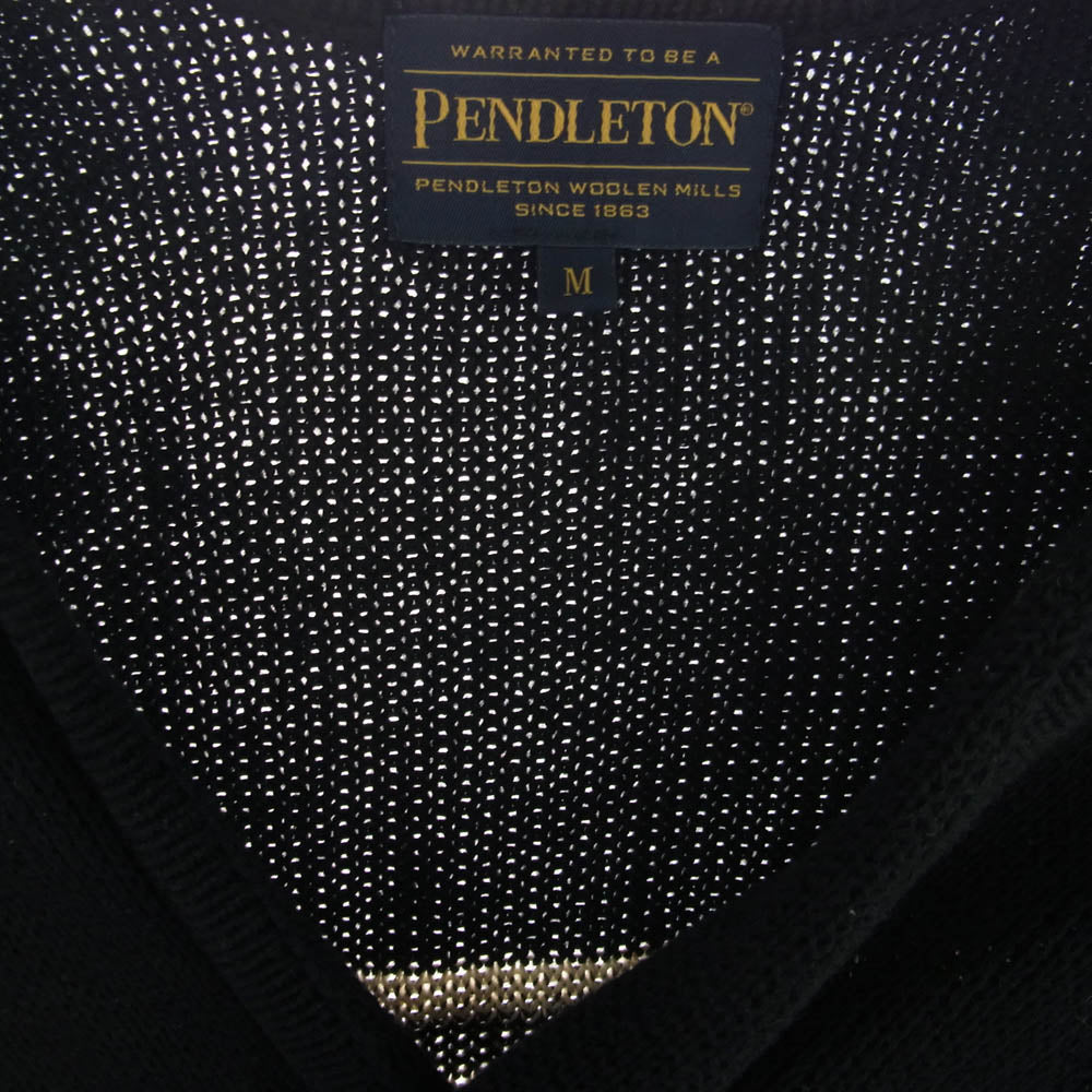 PENDLETON ペンドルトン ネイティブ柄 コットン カーディガン ガウン ブラック マルチカラー系 M【中古】