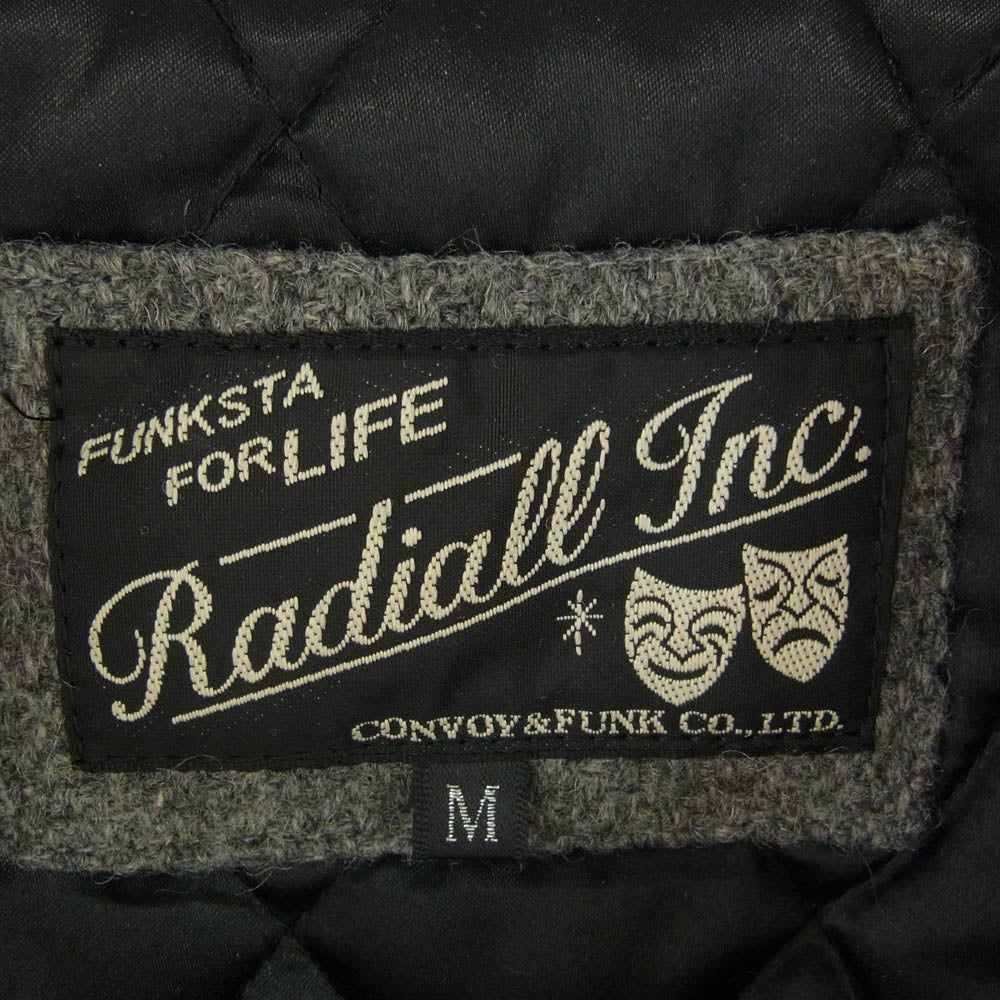 RADIALL ラディアル レザー切替 ウール スタジアム ジャケット スタジャン グレー系 ブラック系 M【中古】