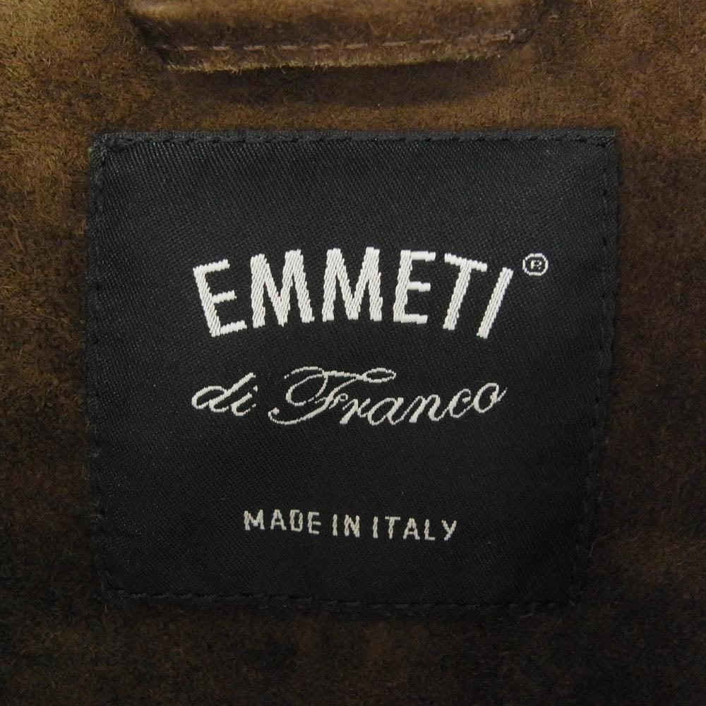 EMMETI エンメティ JURI SPECIAL CALF SUEDE ユリ スペシャルカーフ ゴールド金具 スエード シングル ライダース 牛革 ダブルジップ レザージャケット ブラウン系 46【中古】