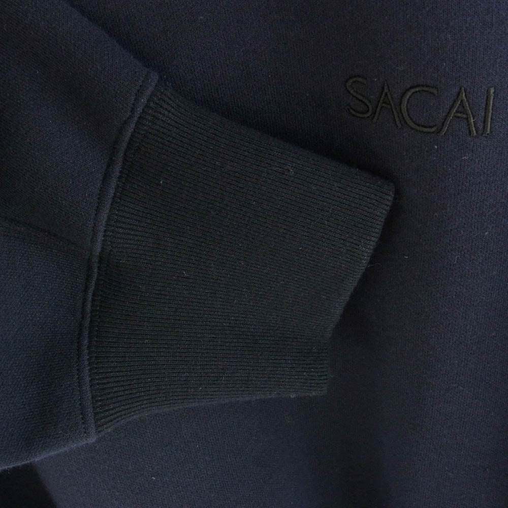 Sacai サカイ 23AW 23-03256M Sponge Sweat Pullover スポンジ スウェット プルオーバー ロゴ刺繍 サイドジップ トレーナー ネイビー系 1【新古品】【未使用】【中古】