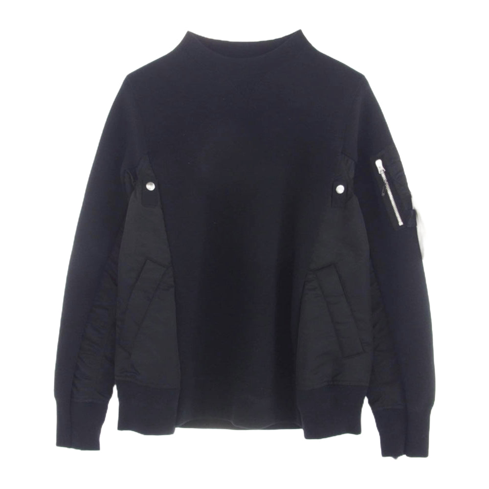 Sacai サカイ 24SS SCM-058 Sponge Sweat Nylon Twill Pullover スポンジ スウェット ブルゾン ドッキング トレーナー ブラック系 2【新古品】【未使用】【中古】