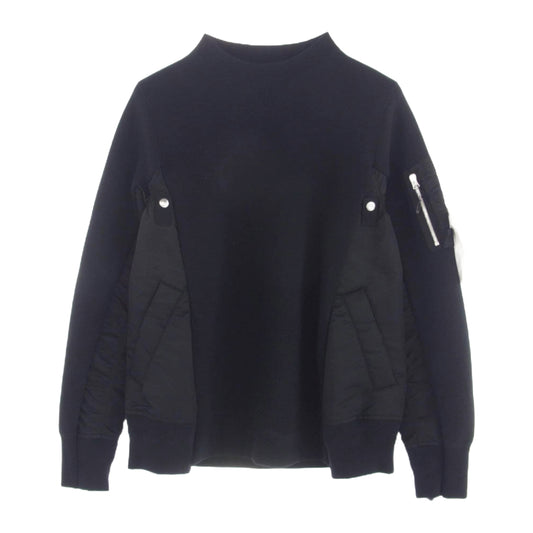 Sacai サカイ 24SS SCM-058 Sponge Sweat Nylon Twill Pullover スポンジ スウェット ブルゾン ドッキング トレーナー ブラック系 2【新古品】【未使用】【中古】
