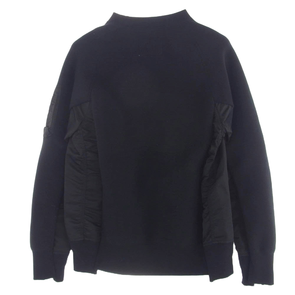 Sacai サカイ 24SS SCM-058 Sponge Sweat Nylon Twill Pullover スポンジ スウェット ブルゾン ドッキング トレーナー ブラック系 2【新古品】【未使用】【中古】