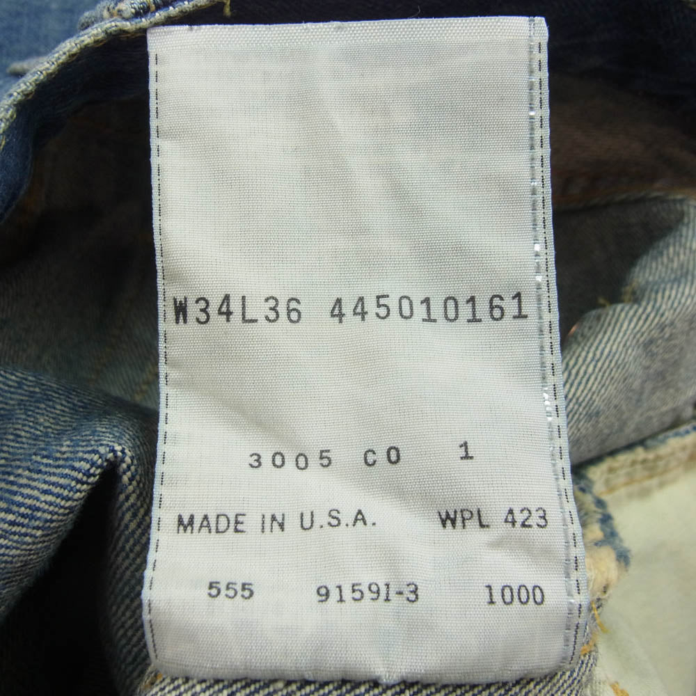 Levi's リーバイス バレンシア工場 501XX USA製 復刻 ストレート デニム パンツ ボタンフライ ボタン裏刻印555 BIG E セルビッチ 赤耳 Vステッチ インディゴブルー系 W34L36【中古】