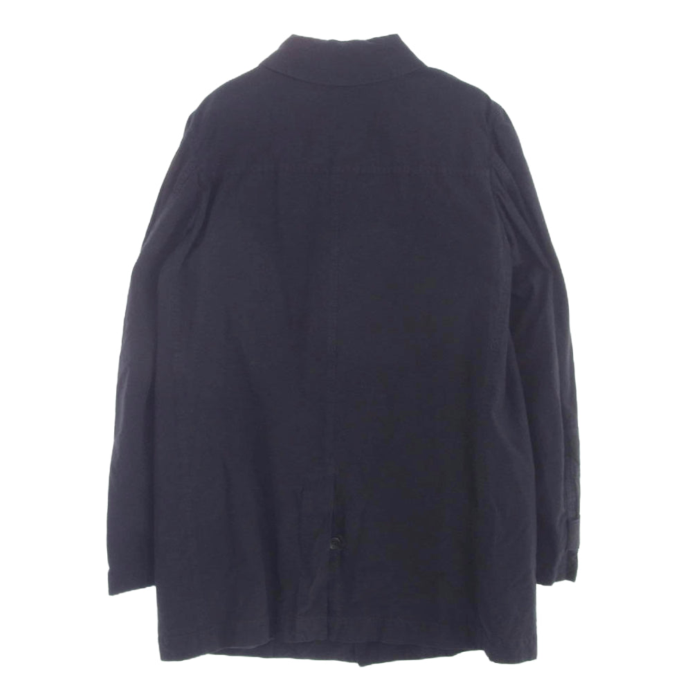 COMME des GARCONS HOMME コムデギャルソンオム AD2015 HQ-C006 ストライプ切替 後染め ハイネック ショート コート ネイビー系 M【中古】