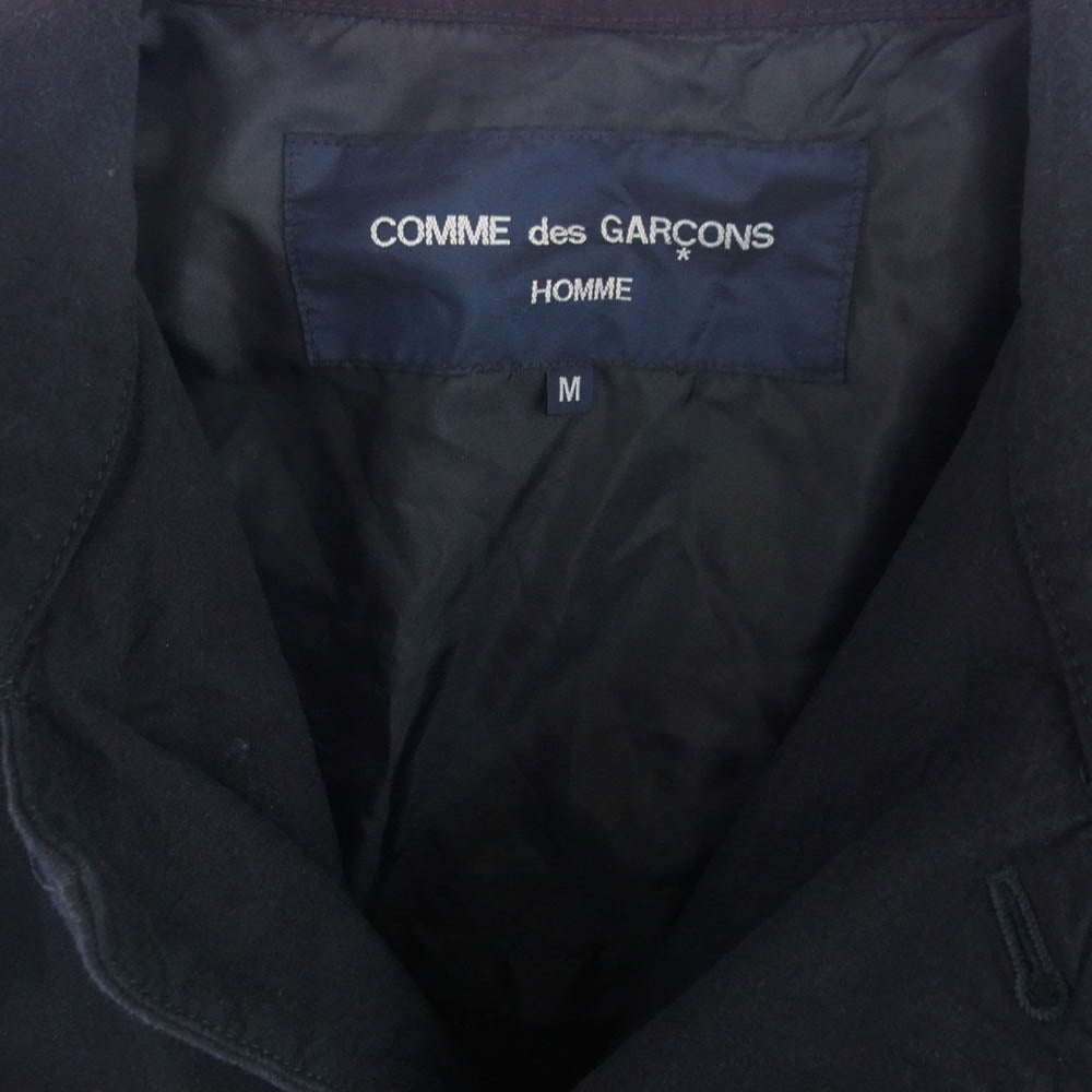 COMME des GARCONS HOMME コムデギャルソンオム AD2015 HQ-C006 ストライプ切替 後染め ハイネック ショート コート ネイビー系 M【中古】