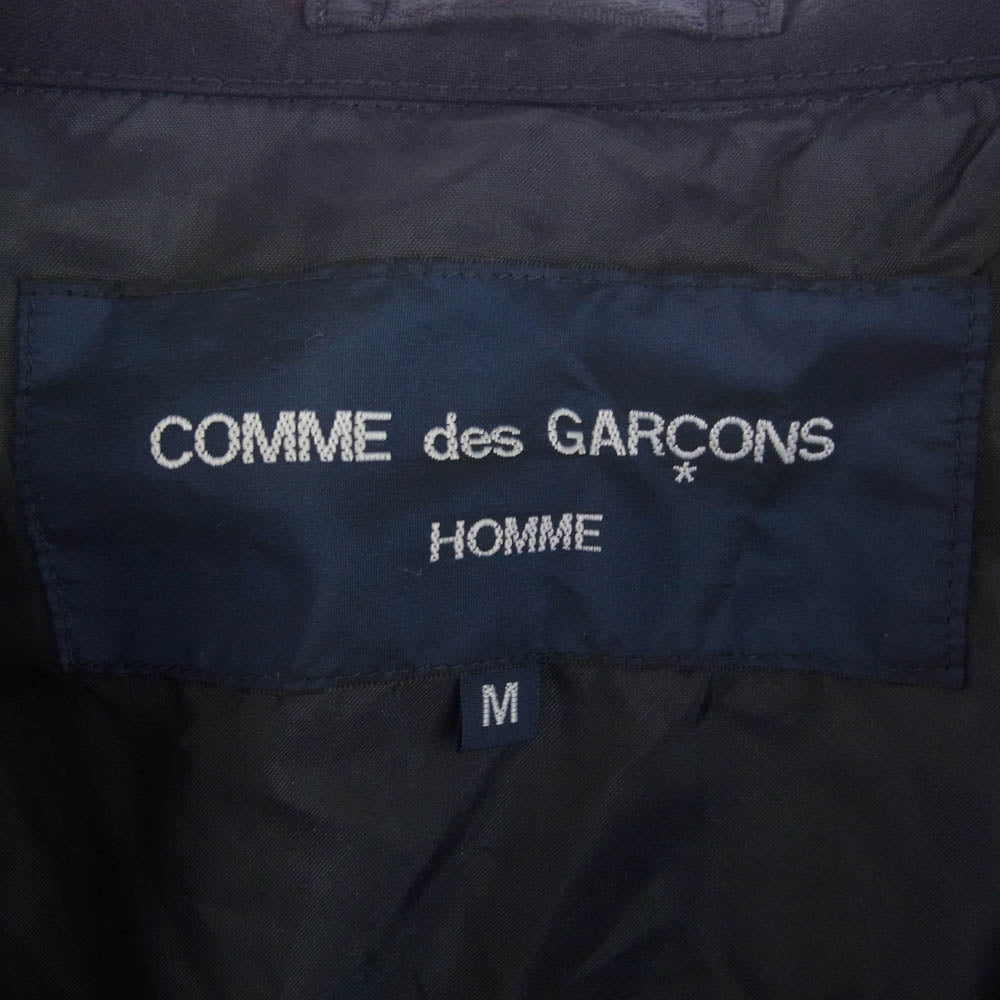 COMME des GARCONS HOMME コムデギャルソンオム AD2015 HQ-C006 ストライプ切替 後染め ハイネック ショート コート ネイビー系 M【中古】