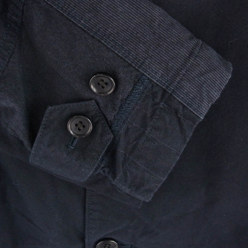 COMME des GARCONS HOMME コムデギャルソンオム AD2015 HQ-C006 ストライプ切替 後染め ハイネック ショート コート ネイビー系 M【中古】