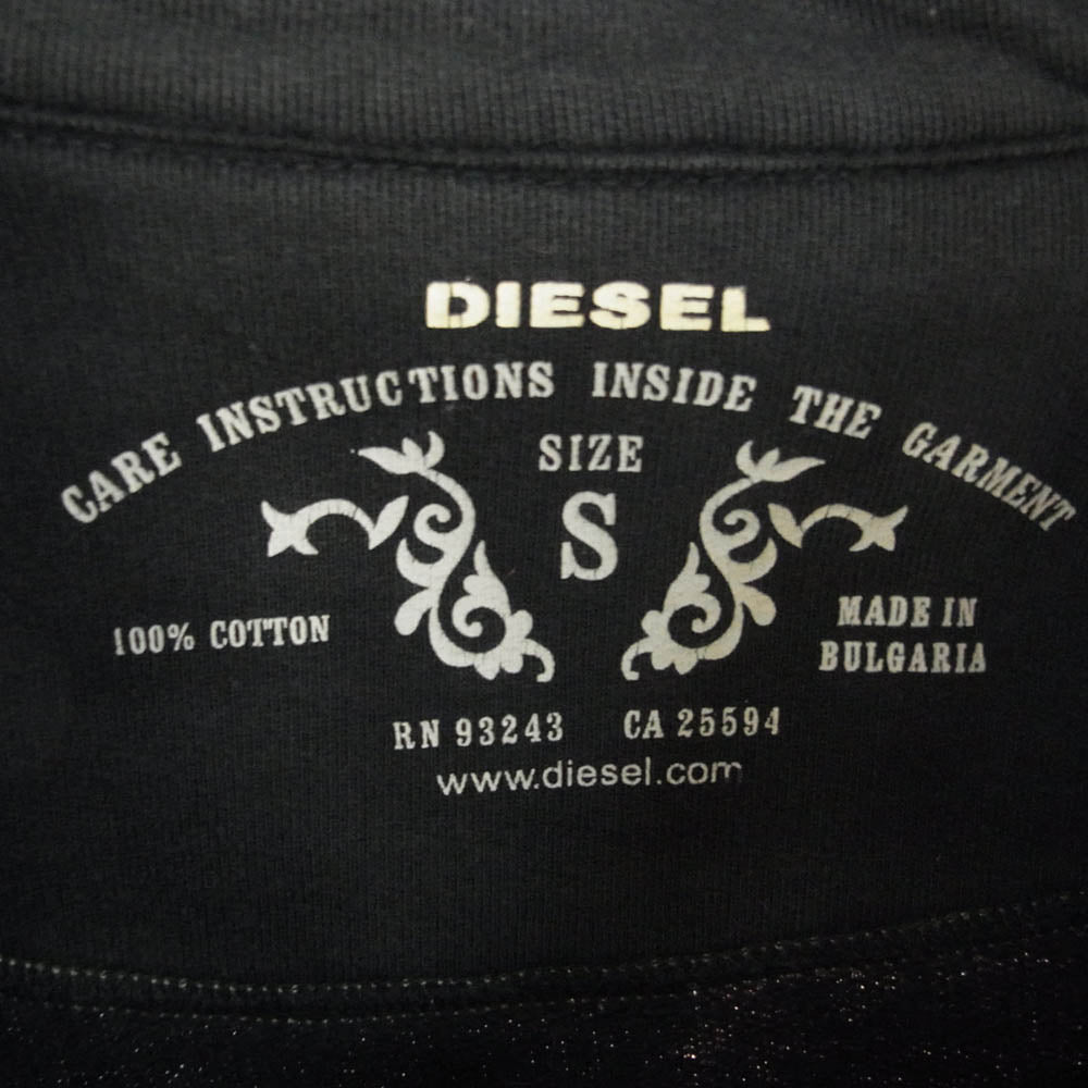 DIESEL ディーゼル レザーストラップ ラインストーン スウェット シングル ライダース ブラック系 S【中古】