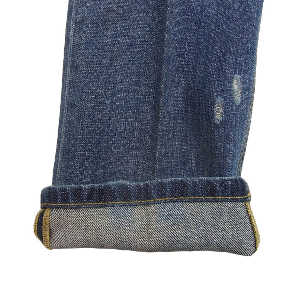 DOLCE&GABBANA ドルチェアンドガッバーナ G31YLP ヴィンテージ ダメージ 加工 ロゴ メタル プレート インディゴ デニム パンツ インディゴブルー系 44【極上美品】【中古】