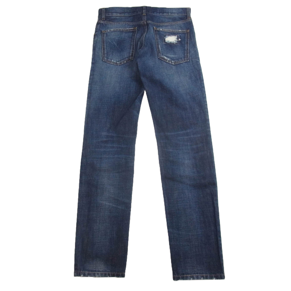 DOLCE&GABBANA ドルチェアンドガッバーナ GZN9BD ヴィンテージ ダメージ 加工 ロゴ 隠し メタル プレート インディゴ デニム パンツ インディゴブルー系 44【新古品】【未使用】【中古】