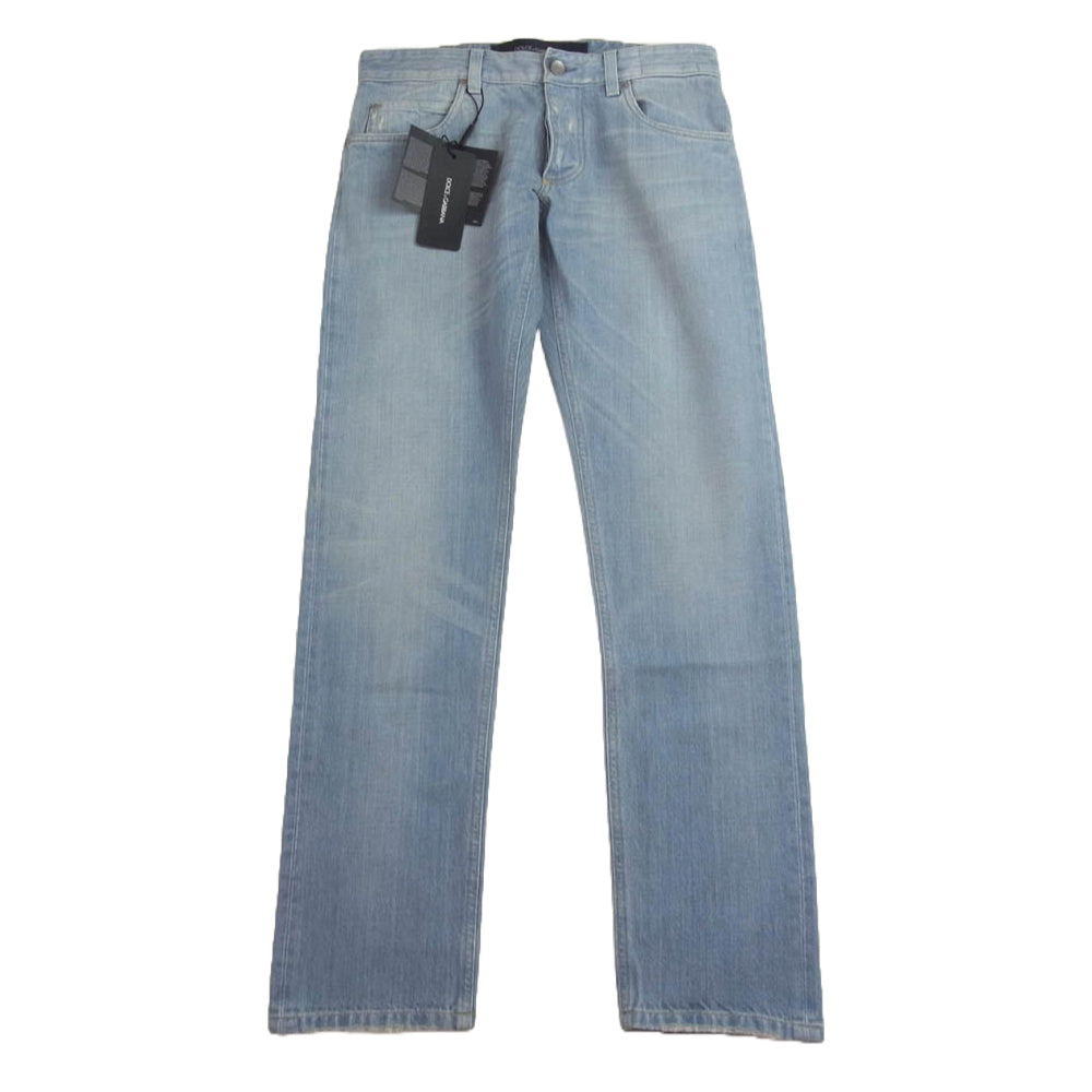 DOLCE&GABBANA ドルチェアンドガッバーナ G644LD ヴィンテージ ダメージ 加工 ロゴ レザー パッチ インディゴ デニム パンツ インディゴブルー系 44【新古品】【未使用】【中古】