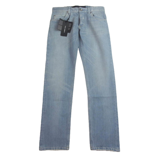 DOLCE&GABBANA ドルチェアンドガッバーナ G644LD ヴィンテージ ダメージ 加工 ロゴ レザー パッチ インディゴ デニム パンツ インディゴブルー系 44【新古品】【未使用】【中古】