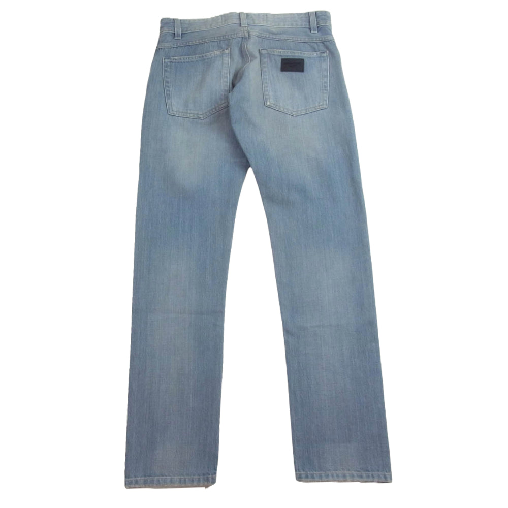 DOLCE&GABBANA ドルチェアンドガッバーナ G644LD ヴィンテージ ダメージ 加工 ロゴ レザー パッチ インディゴ デニム パンツ インディゴブルー系 44【新古品】【未使用】【中古】
