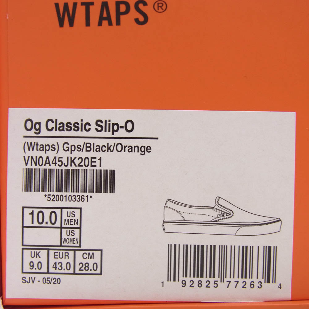 WTAPS ダブルタップス × VANS バンズ VN0A45JK20E1 Slip-On スリッポン Black Orange ブラック オレンジ スニーカー ブラック系 28cm【中古】
