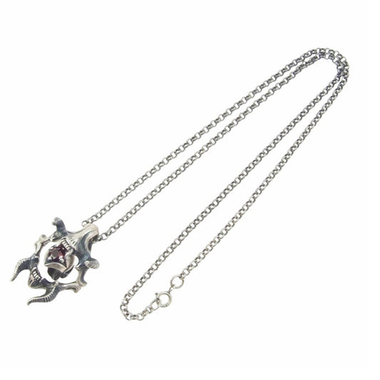 BIZARRE ビザール ストーン スカル シルバー ペンダント シルバー系 レッド系【中古】