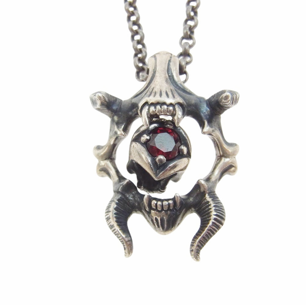 BIZARRE ビザール ストーン スカル シルバー ペンダント シルバー系 レッド系【中古】