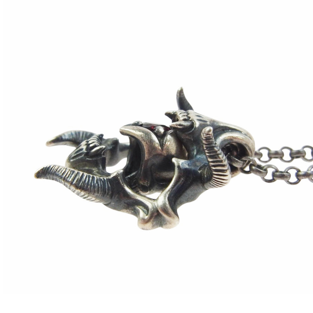 BIZARRE ビザール ストーン スカル シルバー ペンダント シルバー系 レッド系【中古】