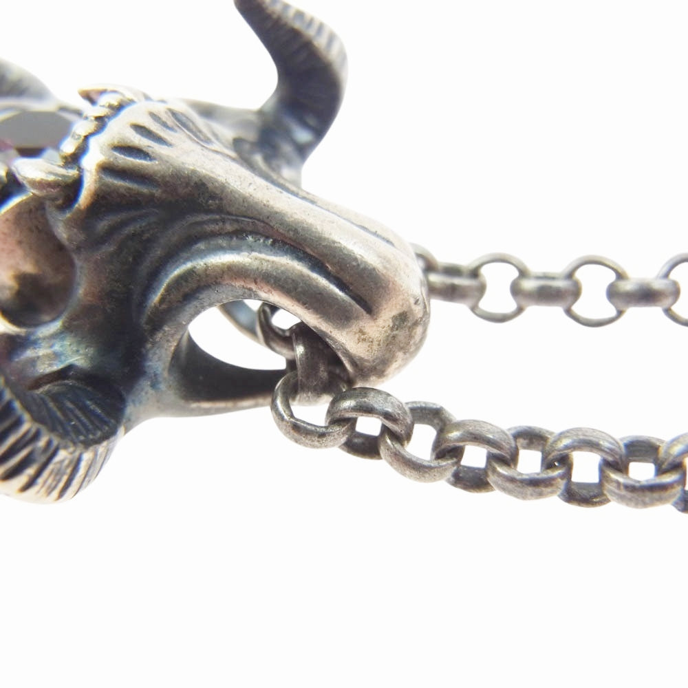 BIZARRE ビザール ストーン スカル シルバー ペンダント シルバー系 レッド系【中古】