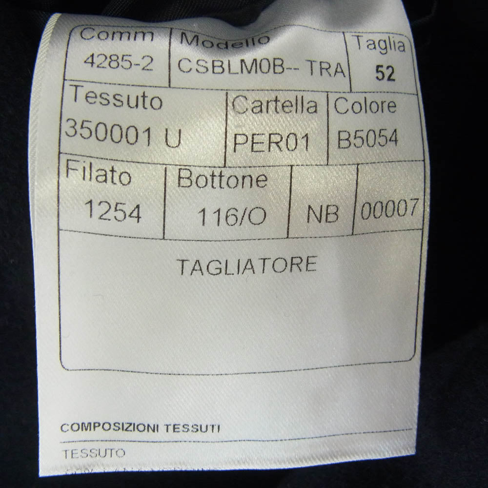 タリアトーレ CSBLM0B TRA バージンウール カシミア 裏地100%キュプラ ポロコート ネイビー系 52【美品】【中古】