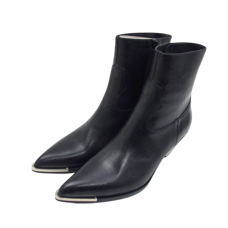 CELINE セリーヌ 353553826C Zipped Conique Boot サイド ジップ レザー ブーツ ブラック系 42【極上美品】【中古】