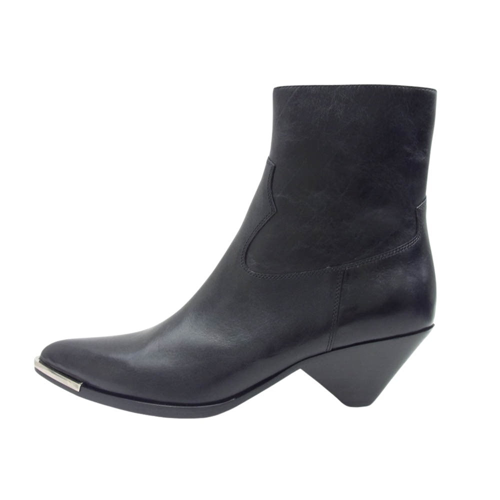 CELINE セリーヌ 353553826C Zipped Conique Boot サイド ジップ レザー ブーツ ブラック系 42【極上美品】【中古】