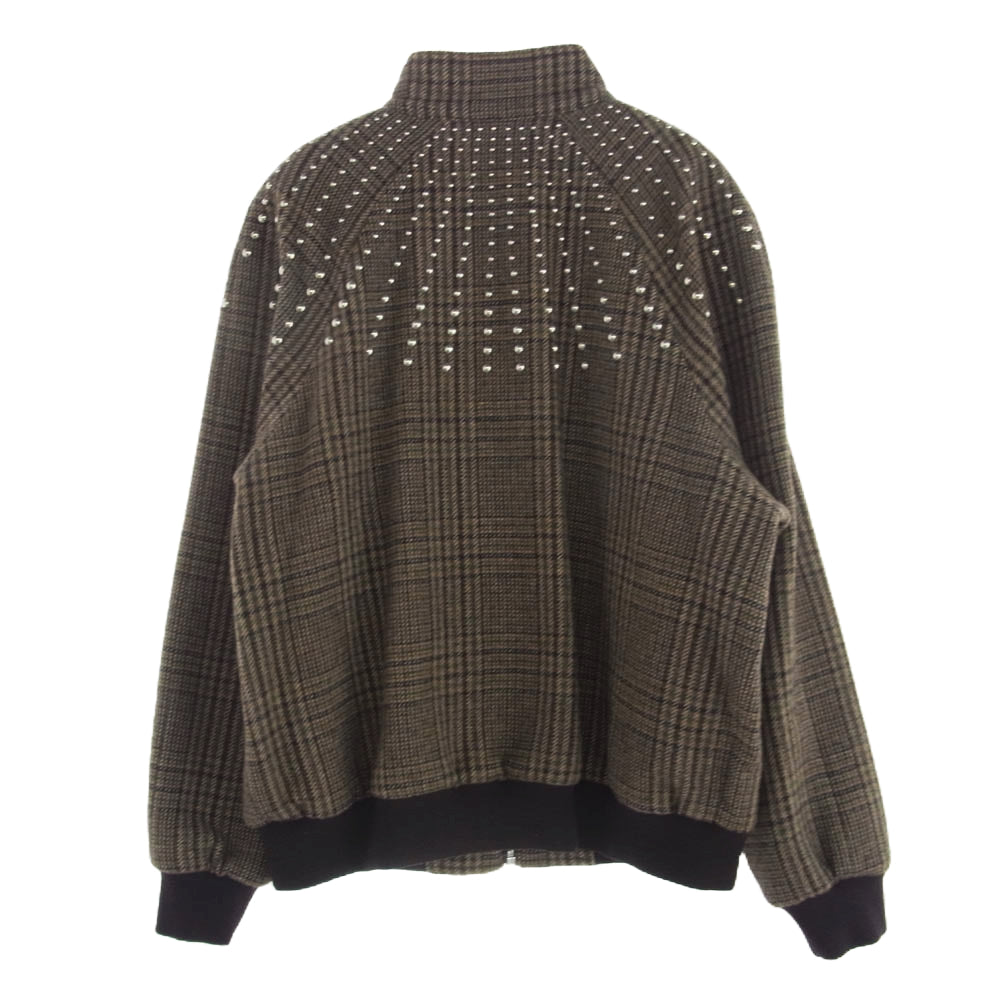 CELINE セリーヌ 22AW 2V20L826R TEDDY JACKET WITH STAND UP COLLAR IN CHECKED WOOL ウール ハンティング チェック テディ ジャケット ブラウン系 48【新古品】【未使用】【中古】