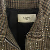 CELINE セリーヌ 22AW 2V20L826R TEDDY JACKET WITH STAND UP COLLAR IN CHECKED WOOL ウール ハンティング チェック テディ ジャケット ブラウン系 48【新古品】【未使用】【中古】