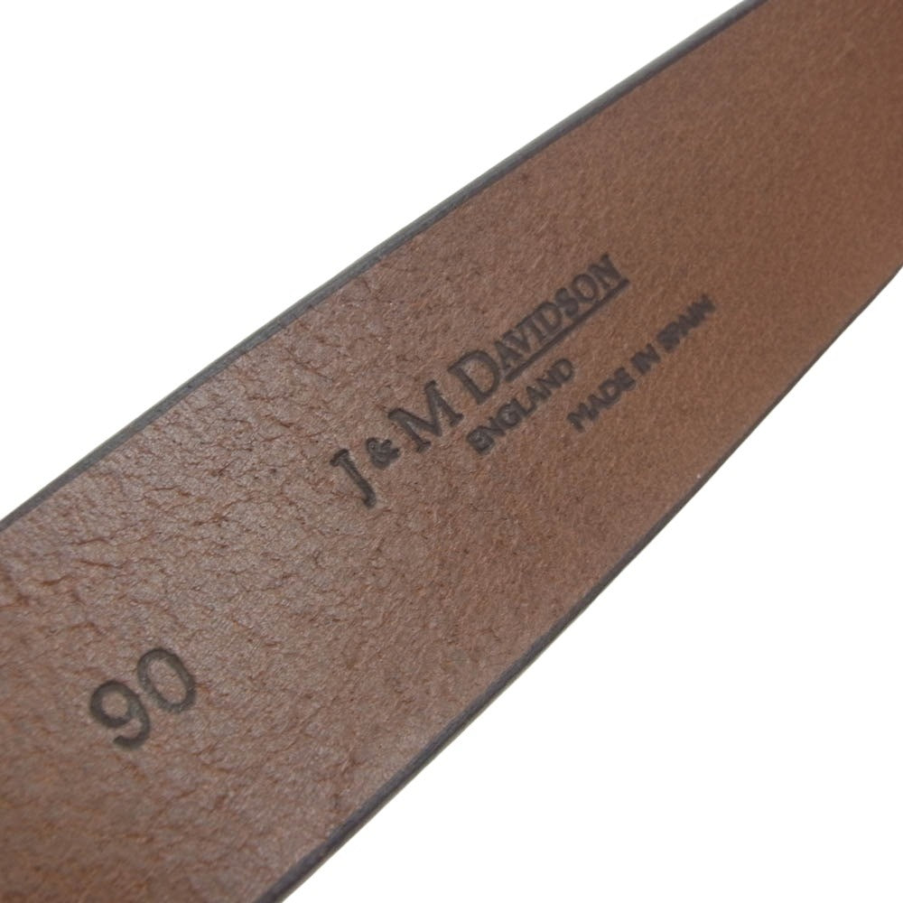 J&M Davidson ジェイアンドエムデヴィッドソン レザー ベルト ブラウン系 36【新古品】【未使用】【中古】