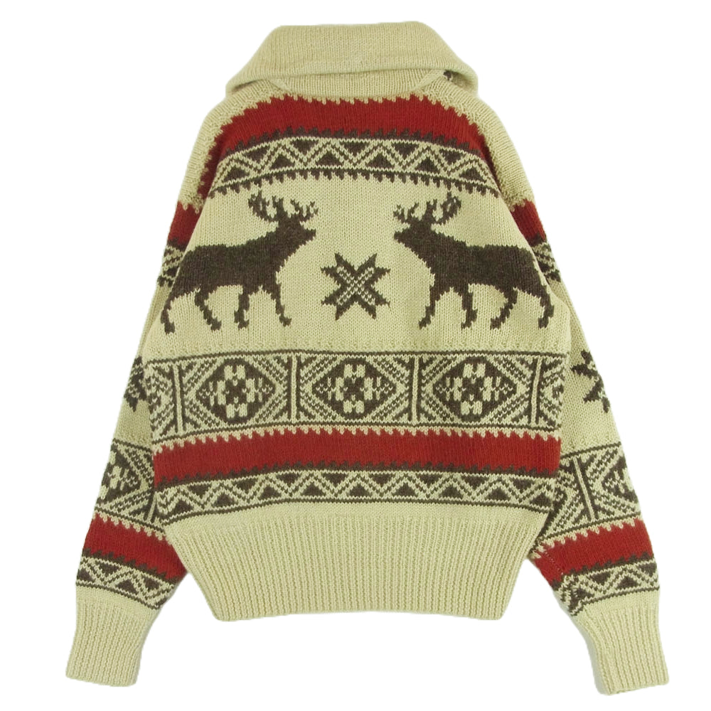 POLO RALPH LAUREN ポロ・ラルフローレン ウール カウチン ニット トナカイ セーター ベージュ系 ブラウン系 レッド系 M【極上美品】【中古】