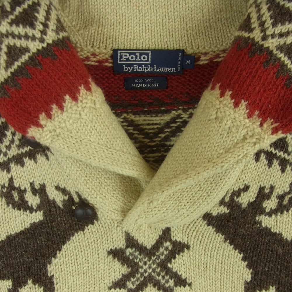 POLO RALPH LAUREN ポロ・ラルフローレン ウール カウチン ニット トナカイ セーター ベージュ系 ブラウン系 レッド系 M【極上美品】【中古】