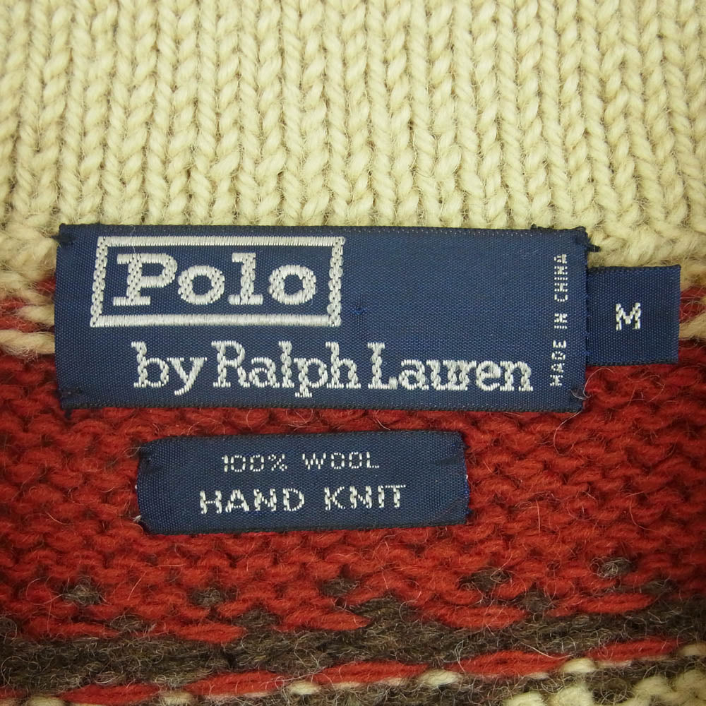 POLO RALPH LAUREN ポロ・ラルフローレン ウール カウチン ニット トナカイ セーター ベージュ系 ブラウン系 レッド系 M【極上美品】【中古】