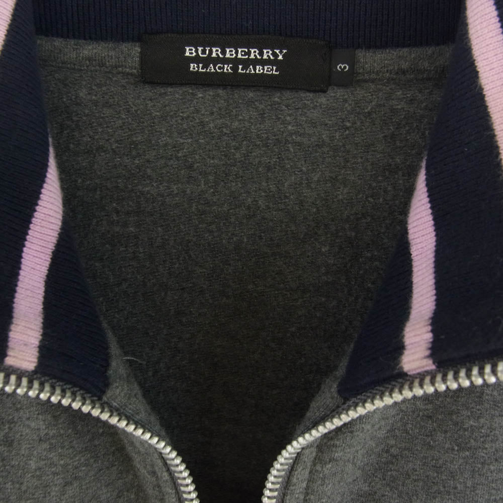 BURBERRY BLACK LABEL バーバリーブラックレーベル BMV68-716-06 コットン トラック ジャケット ホース刺? グレー系 3【中古】