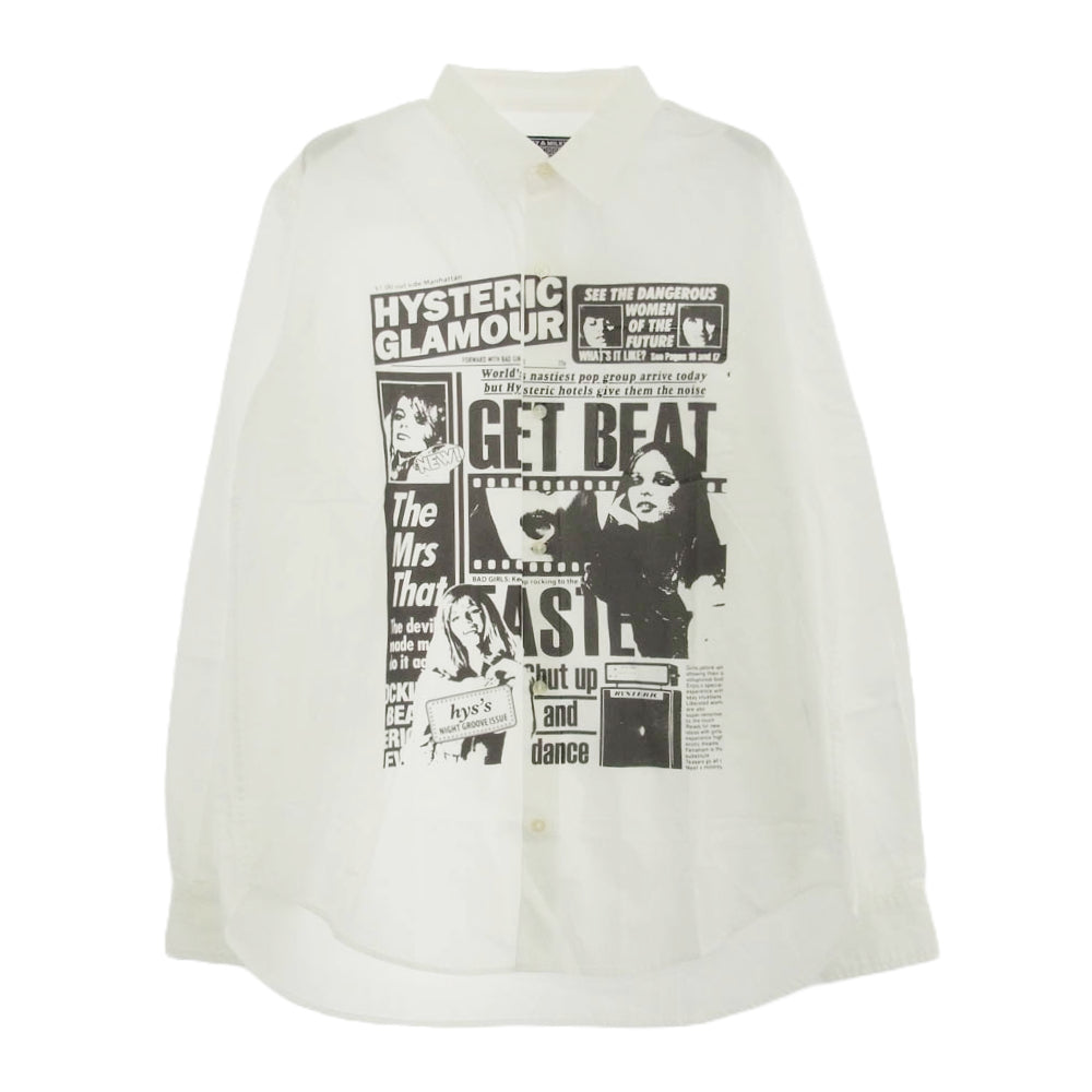 HYSTERIC GLAMOUR ヒステリックグラマー 02213AH11 DAILY HYSTERIC レギュラーカラー プリント シャツ 長袖 ホワイト系 L【極上美品】【中古】